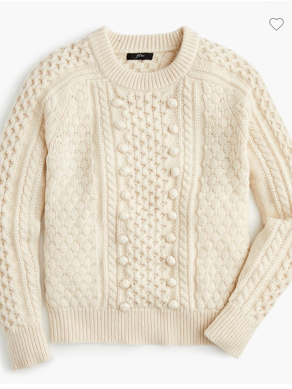 J. Crew Women’s Ivory Cable Bobble Crewneck Sweater
